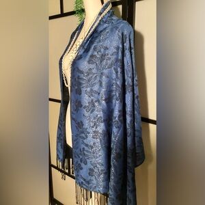 Ama Waterways shiny blue wide scarf/wrap/shwal